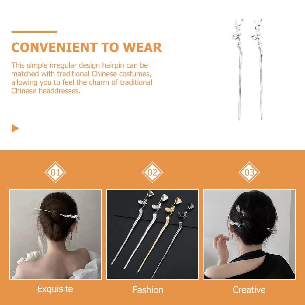 Luxshiny 2pcs Geometric Metal Hair Chopsticks Hair Stick Minimalist Jewelry for Women Girl Hair Accessories Hair Bun Accessories for Women Chopsticks for Hair Chinese Hair Accessories