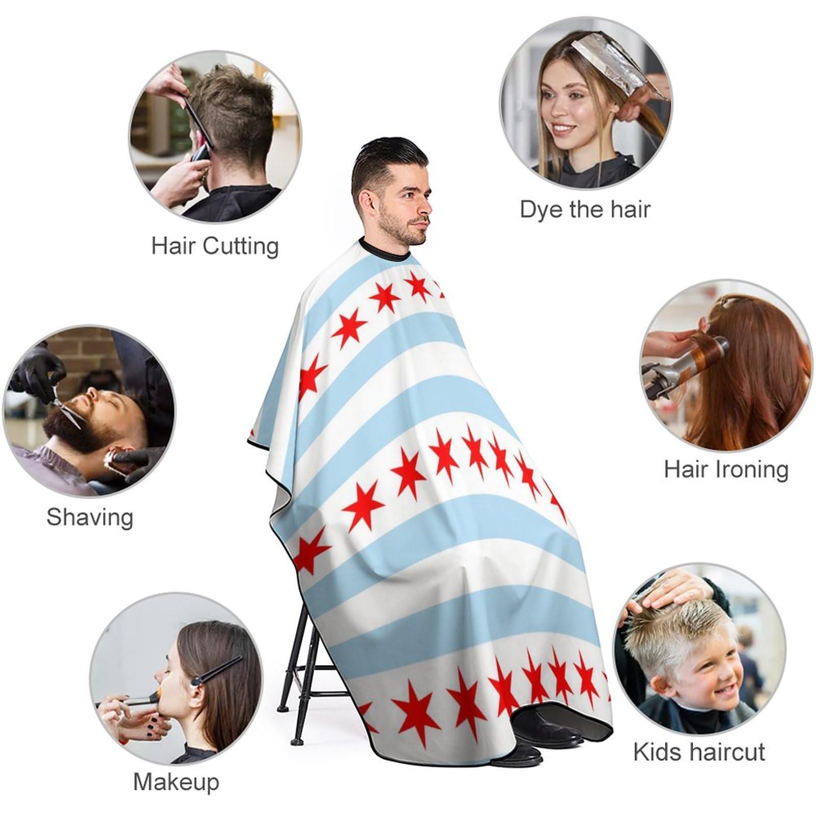 LJFABKY Flag of Chicago Barber Cape Hair Cutting Salon Haircut Capes Professional Hairdresser Apron for Men Women