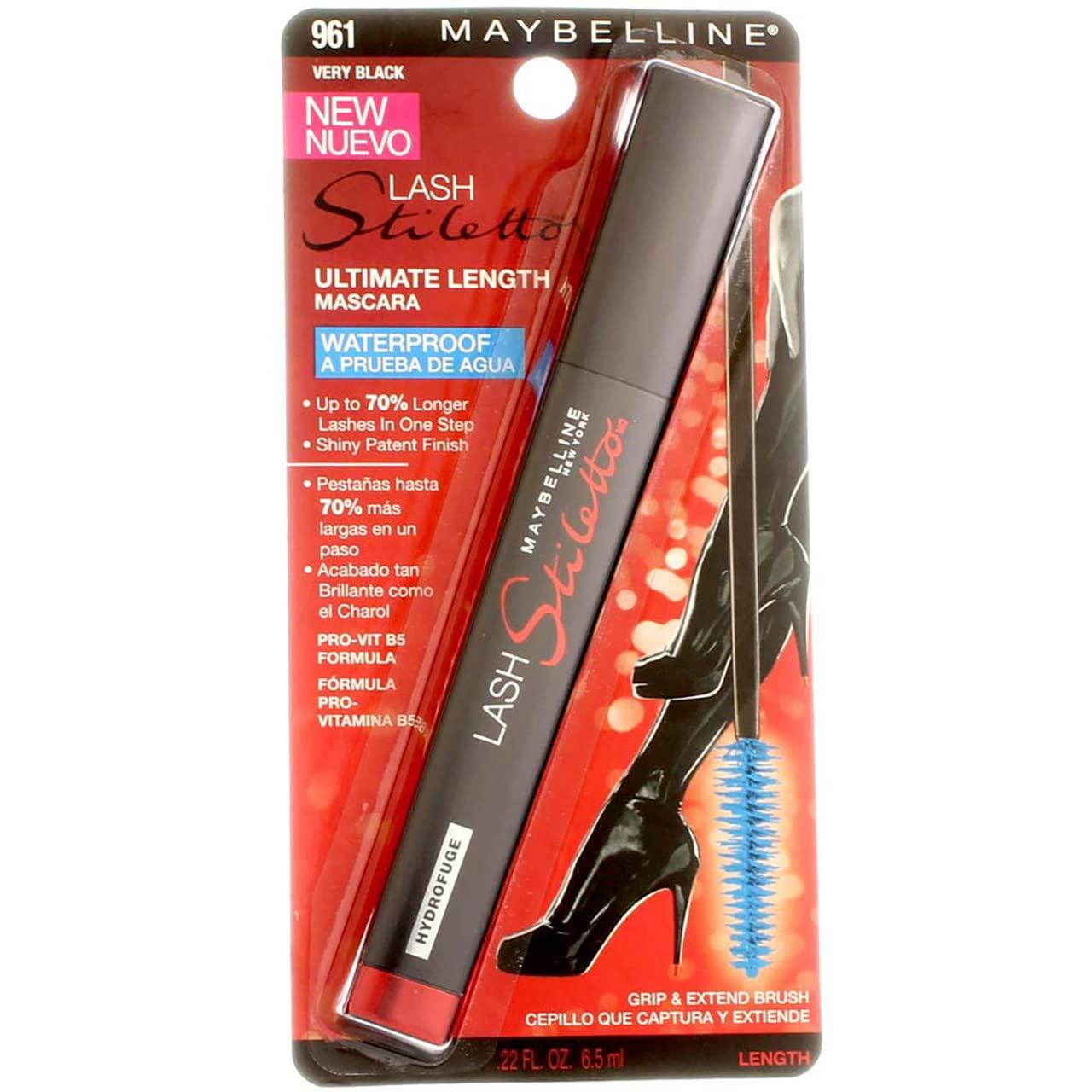 Maybelline New York Maybelline New York Lash Stiletto Ultimate Length Waterproof Mascara, Very Black [961] 0.22 oz (Pack of 3)