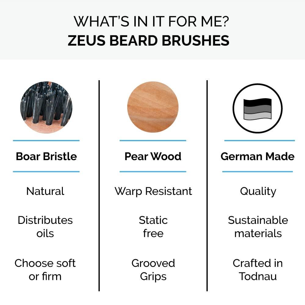 ZEUS ZEUS Oval Military Beard Brush with Bristle Cleaner, Boar Bristle Beard Brush & Bristle Rake Cleaner Gift Set (Made in Germany) Firm Bristles Q91