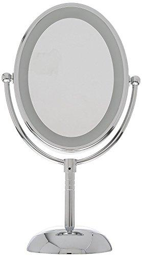 Conair Conair Lighted Makeup Mirror, LED Vanity Mirror, 1X/7X Magnifying Mirror, Double Sided, Battery Operated in Polished Chrome