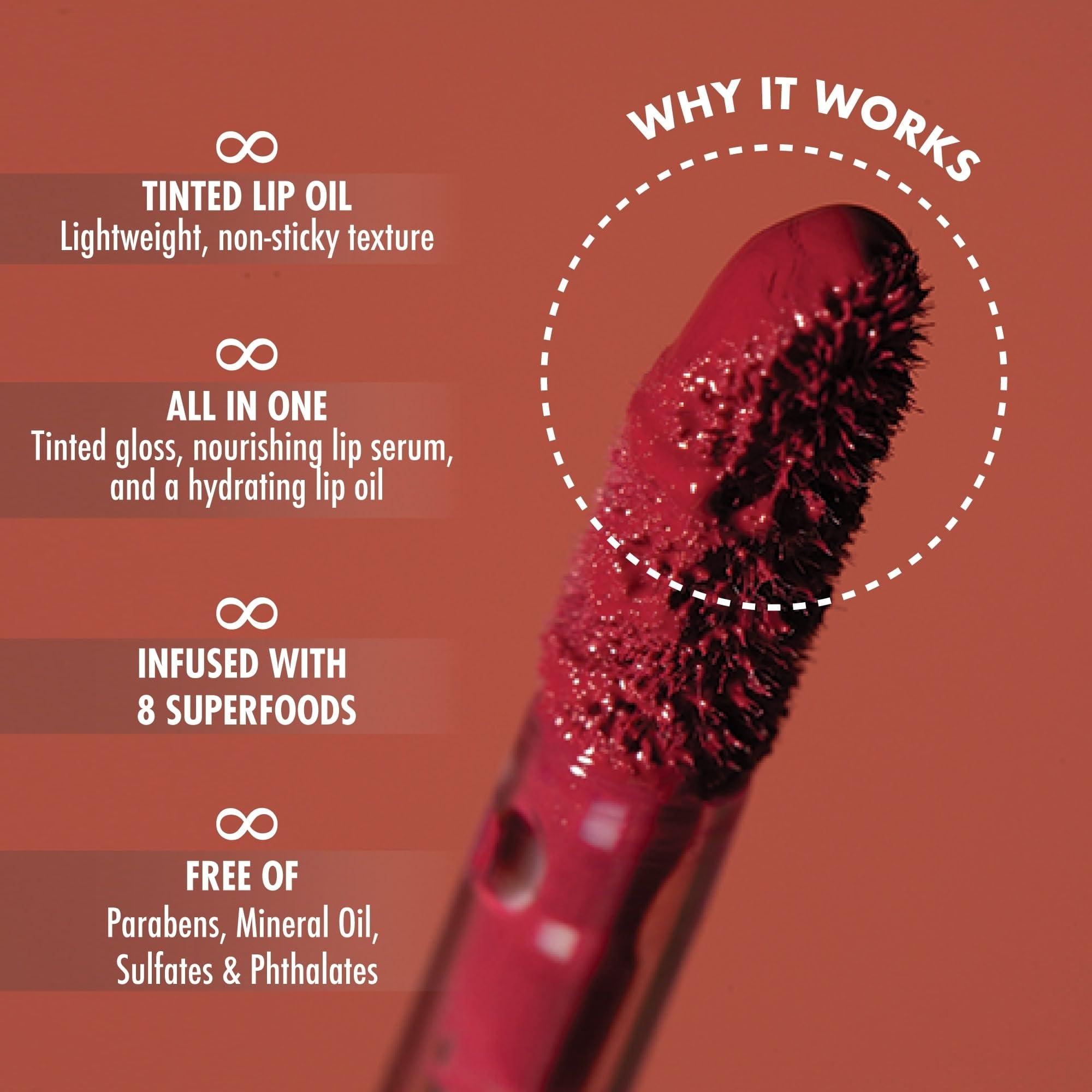 YENSA YENSA Super 8 Lip Oil, Natural Korean Moisturizing Gloss, No-Sticky Transparent Formula For Hydrating Lip Care (Power Pink) .22 fl oz