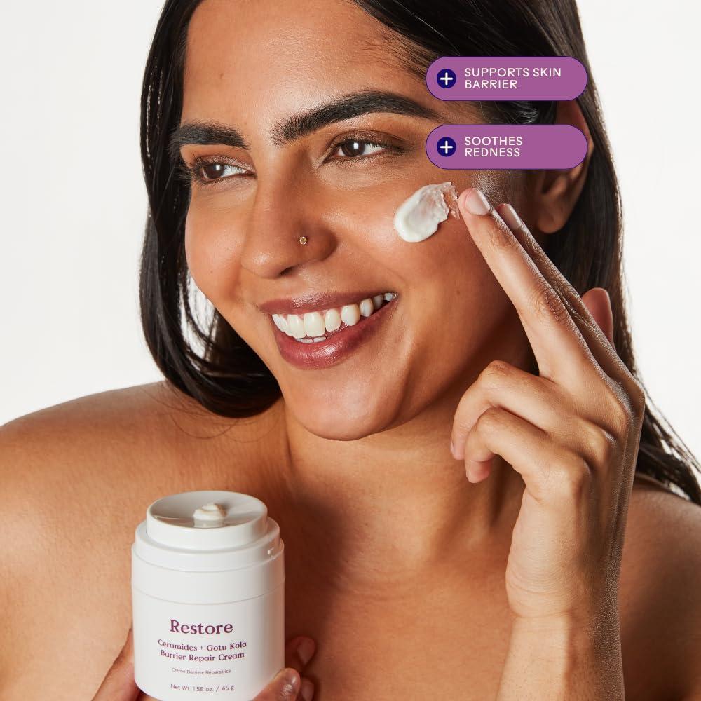 Three Ships Three Ships Restore Barrier Repair Cream with Ceramides + Gotu Kola - Supports Skin Barrier, Soothes Redness, Lightweight Daily Face Moisturizer (40g)