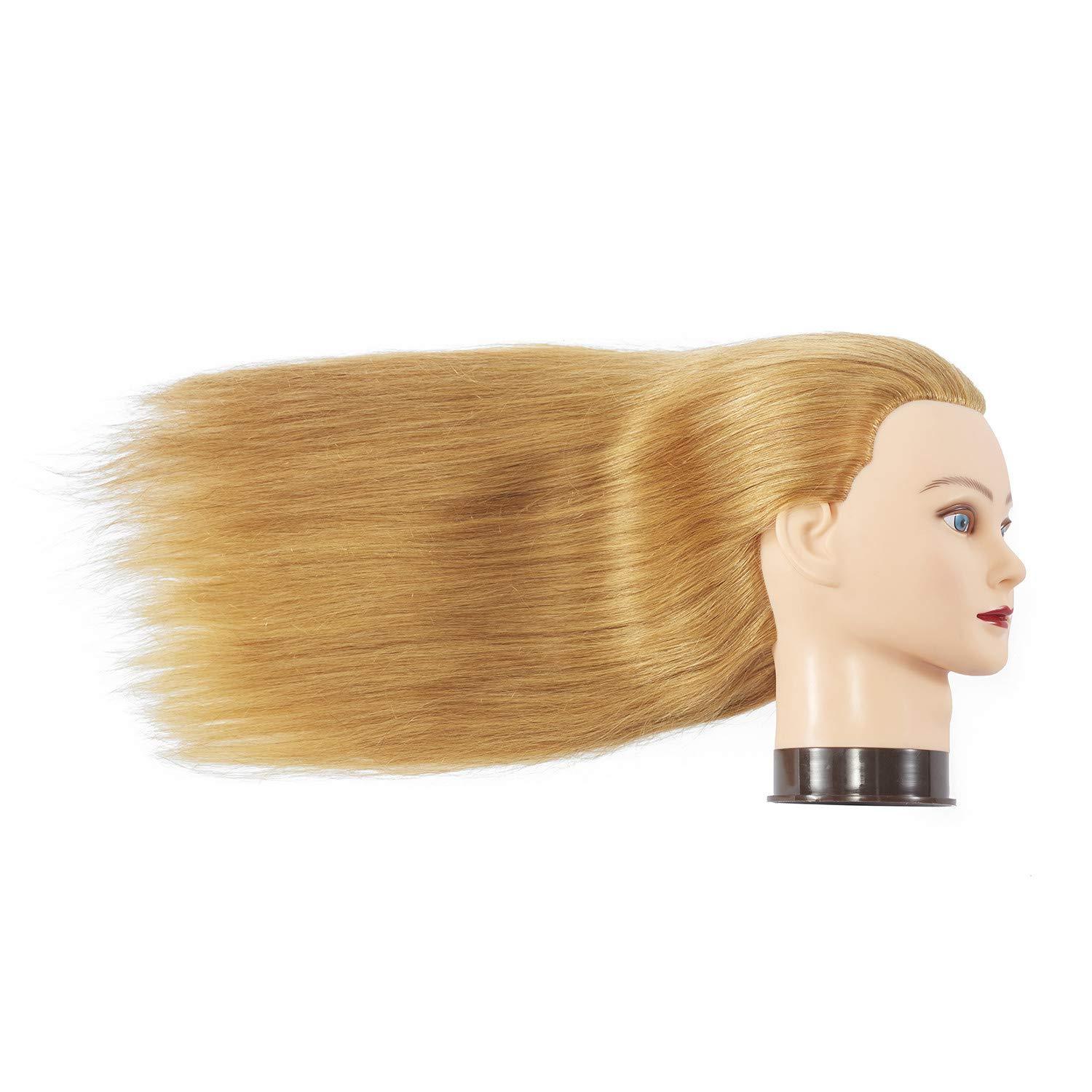 training head Traininghead 24"-26" 100% Human hair Mannequin head Training Head Cosmetology Manikin Head Doll Head with free Clamp (Blond A)