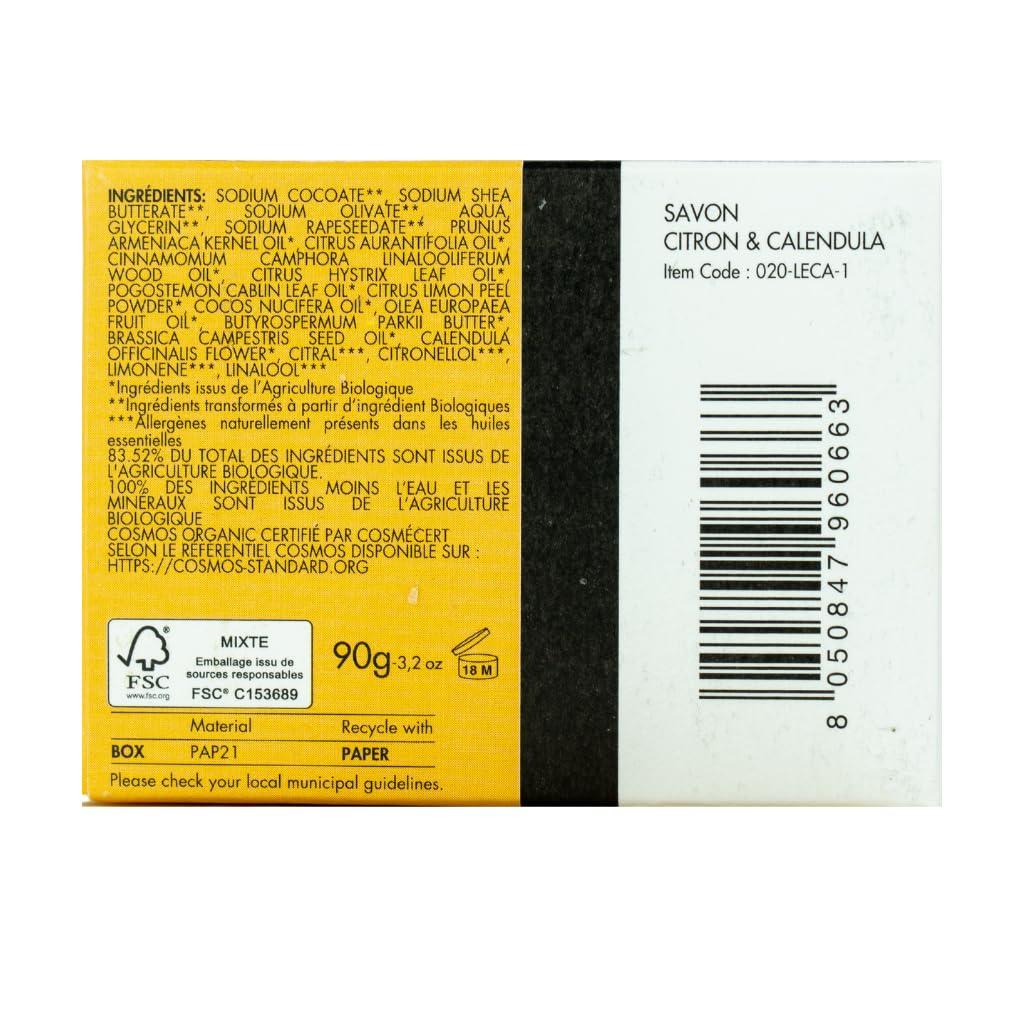 CRIN DE FLEUR CRIN DE FLEUR - Organic Lemon and Calendula Soap, French Artisan Soap Handcrafted in South France, 3.2 oz