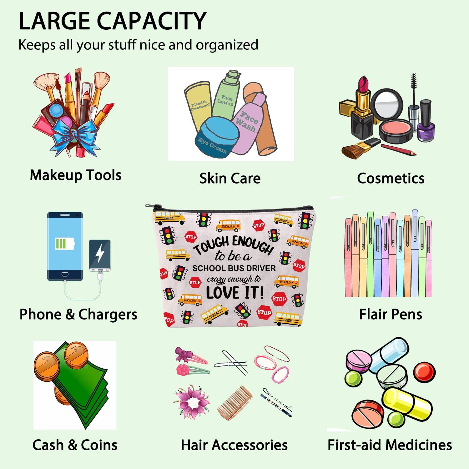 FOTAP FOTAP Bus Driver Gift Bus Driver Makeup Bag Bus Driver Appreciation Cosmetic Bag Transportation Gift Back to Sc-h-o-ol Gift (TOUGH DRIVER)