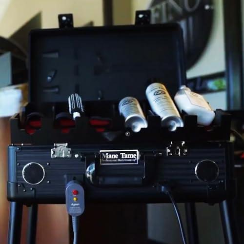 Mane Tame Professional Men\'s Grooming MANE TAME Barber Case - VIP Mobile Barber Station- Black - Includes (2) Bluetooth Speakers, TSA Locks, Removeable/Adjustable Legs