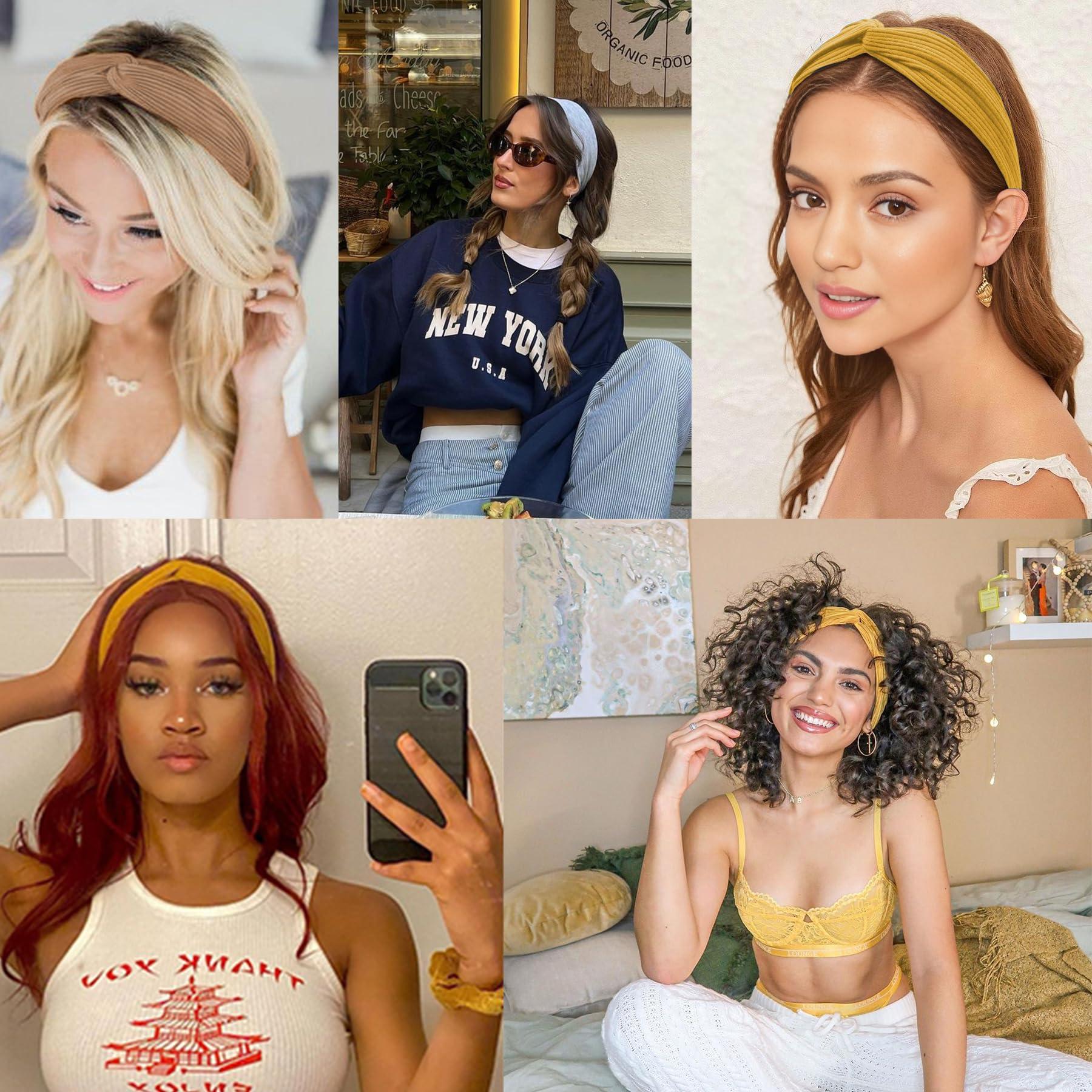 XTREND XTREND 8 Pcs Headbands for Women Twist Cross Knotted Elastic Head Hair Bands Yoga Workout Headbands Non-Slip Soft Headbands Solid Color Head Band Simple Versatile Hair Accessory Headbands