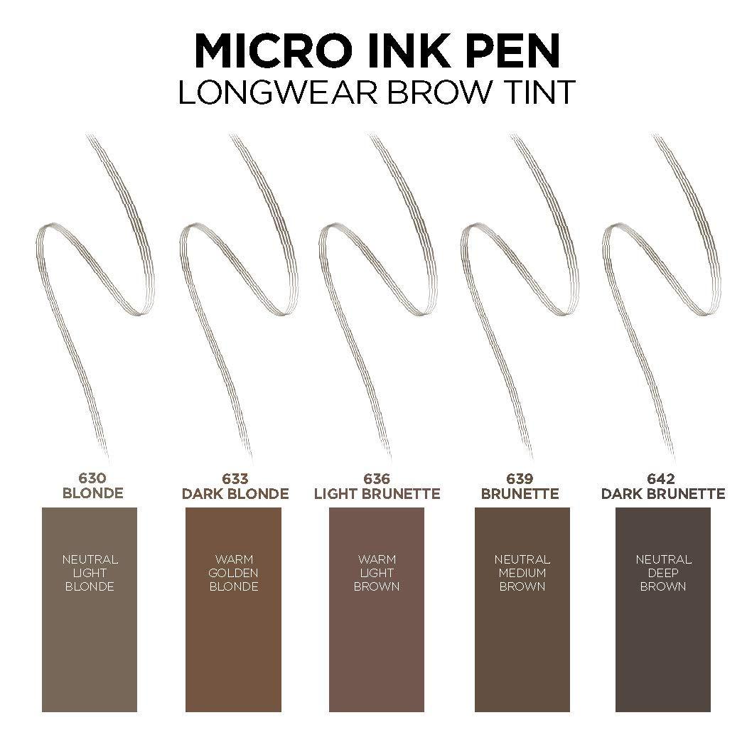 L'Oréal Paris L'Oreal Paris Micro Ink Pen by Brow Stylist, Longwear Brow Tint, Hair-Like Effect, Up to 48HR Wear, Precision Comb Tip, Brunette, 0.033 fl; oz.