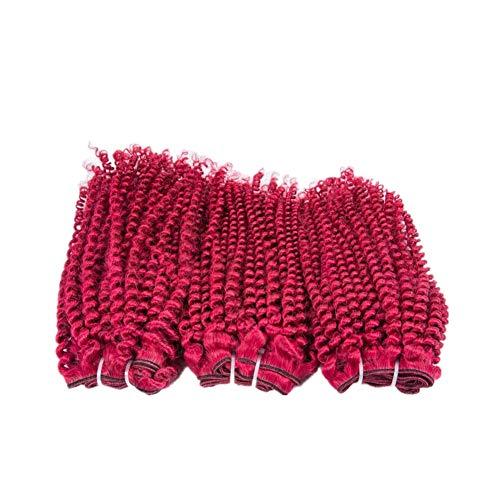 Generic Cloud Hair Double Wefted Burgundy Kinky Curly Human Hair Weaves 3Pcs Bugs Color Afro Curly 3Bundles Hair Extensions 300G (14 16 18 inch)