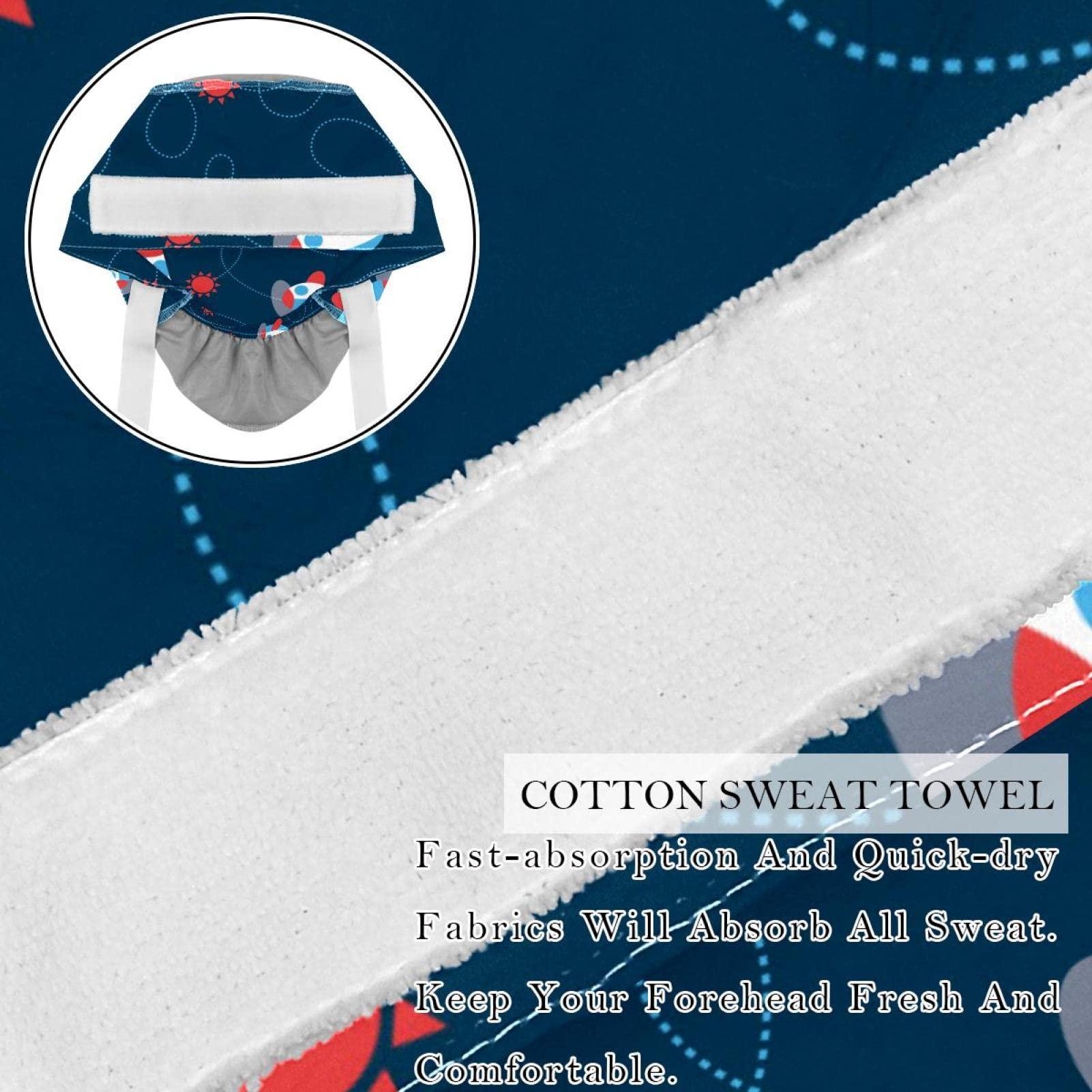 Lyetny Aircraft Airplane Plain Aeroplane Scrub Caps Hats Women Bouffant Working Hat Ponytail Holder for Women Long Hair Covers 2PCS