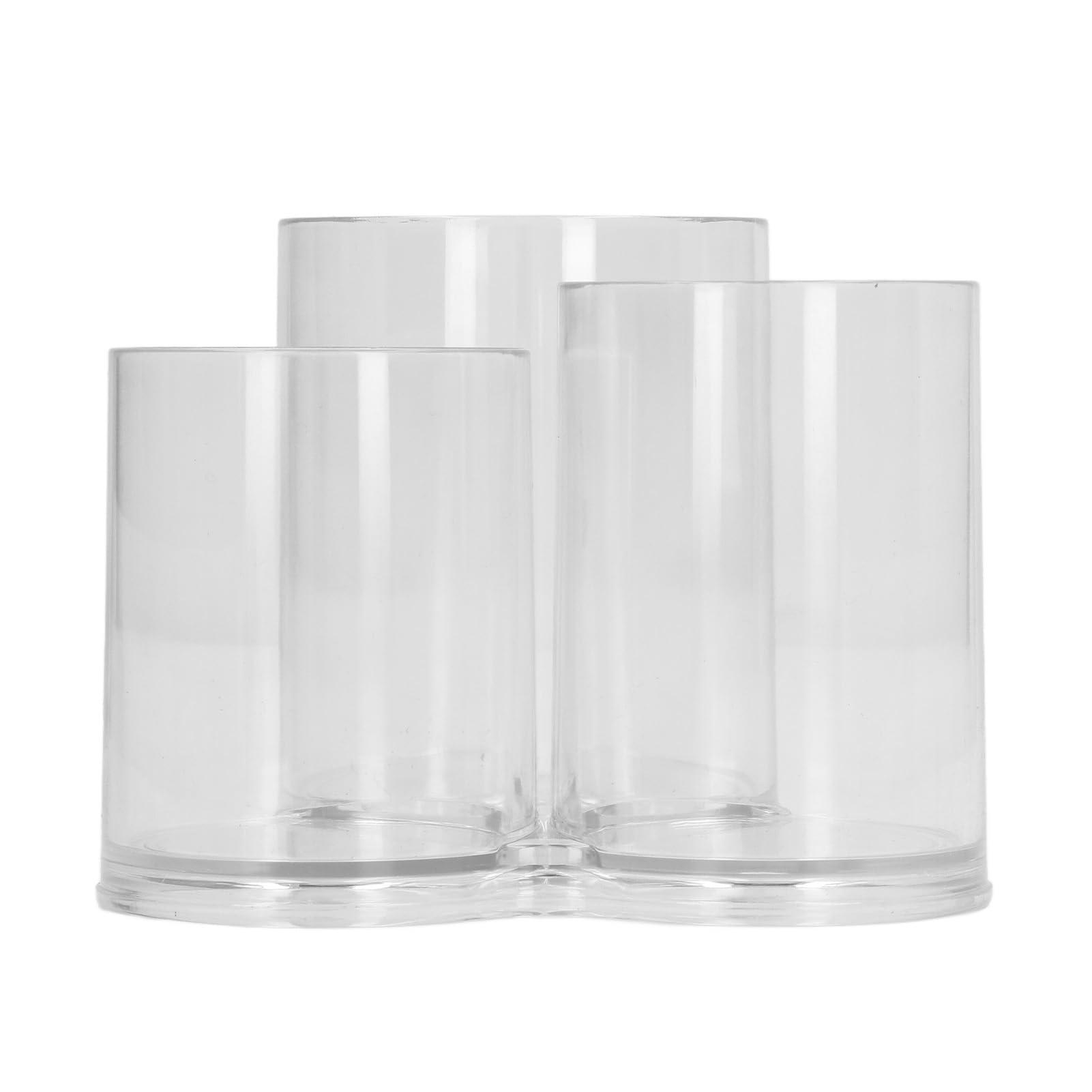 TREETDOBV Clear Round Plastic Makeup Container,Makeup Brush Holders,Acrylic Cosmetic Storage Organizer with Compartments, Pencil Cup Stationery Organizer for Eyeliner Pencil and Beauty Tools,3 Connected Towers