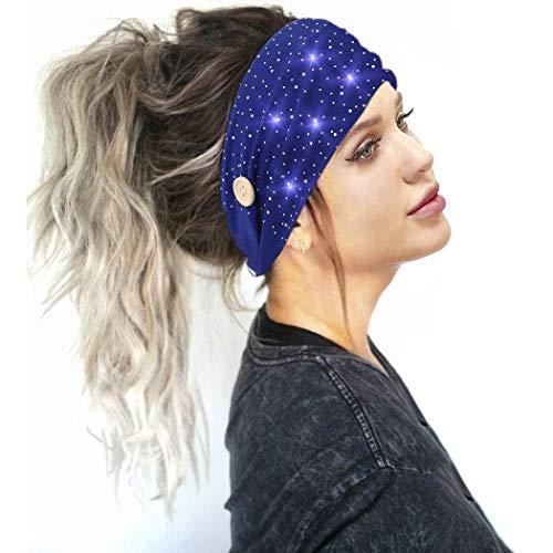 Bohend Bohend Boho Button Headband Wide Stretchy Daily Use Knotted Headwear Sport Athletic Yoga Gym Rhinestone Crystal Hair Accessories for Women and Girls(3pcs) (F)