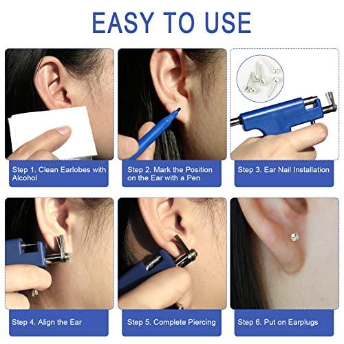 Hotorda Hotorda Ear Piercing Gun Tool Professional Ear Body Pierce Piercing Gun Reusable Tools Beauty Kit Set Painless Hole Piercing Machine with 98Pcs Stainless Steel Ears Studs for Ear Nose Navel…