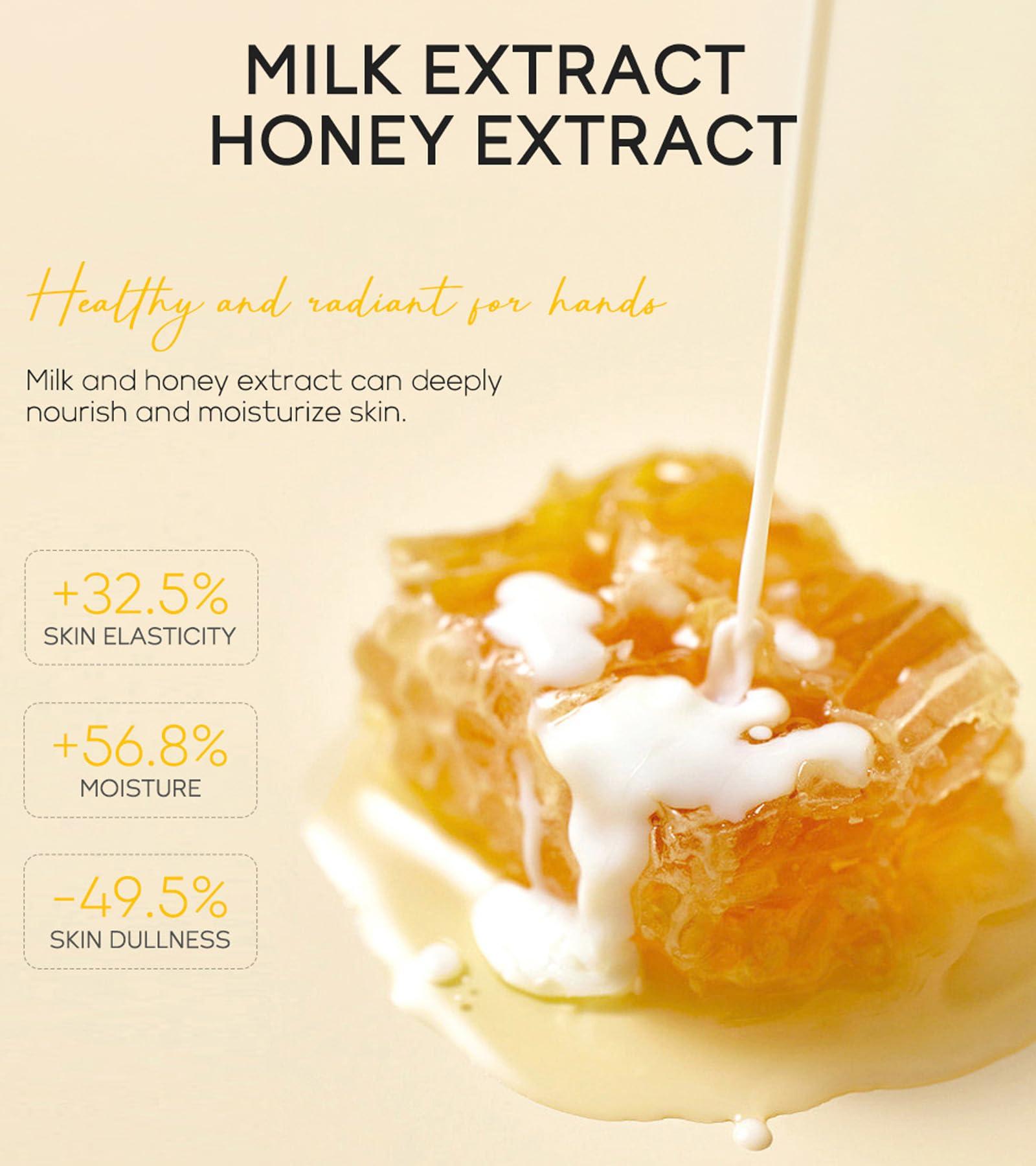 Inkjoy Honey Peel Off Mask,Deep Moisturizing Milk Honey Peel Off Hand Wax,Hydrating Exfoliating Hand & Foot Peeling Mask,Hand Moisturizing Gloves,Nourishing Brightening Serum for Dry Rough Skin for Women