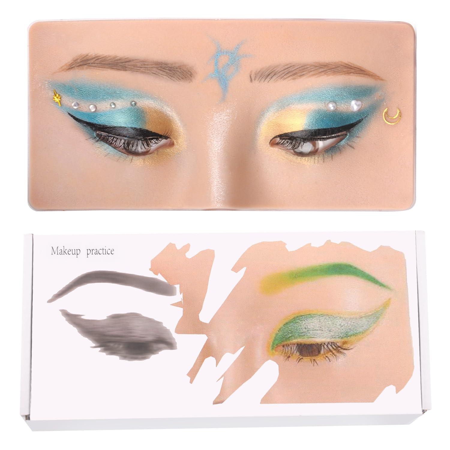 Vnmcry Vnmcry Makeup Practice Face Mannequin Reusable Practice Eye Board 3D Silicone Eyes Pad for Makeup Beginners Students and Artists (Skin)