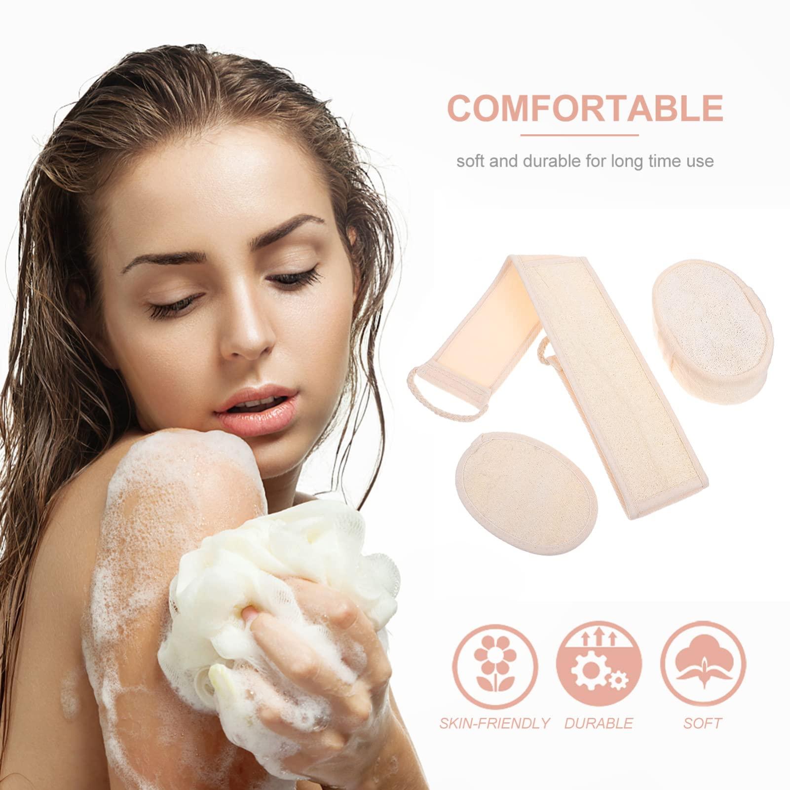 Angoily Angoily 9 Pcs Loofah Bath Towel Exfoliating Scrub Pads Bath Loofah Sponges for Shower Washcloth Soap Grout Animal Dove Body Wash Net Sand Dishwashing Beige Cotton