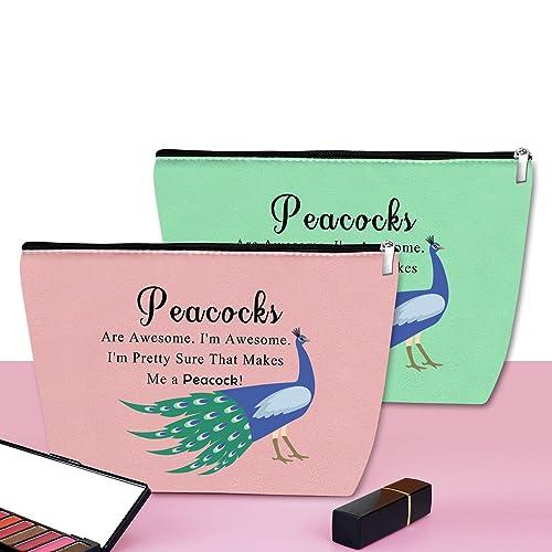 Mxrymvu 3Pcs Inspirational Peacock Cosmetic Bag Peacock Theme Gifts for Peacock Lovers Makeup Bag Animal Gift Peacock Lover Gift Animal Lover Gift Birthday Christmas Gift for Friend Sister Travel Makeup Pouch
