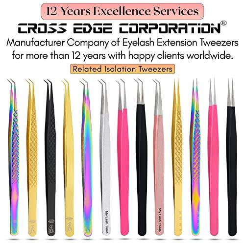 Cross Edge Corporation My Lash Tools New Isolation Lash Tweezers For Eyelash Extensions Best for Individual Isolation & Classic Lashes Japanese Stainless Steel Lightweight Precision Lashing Twisers (Gold)