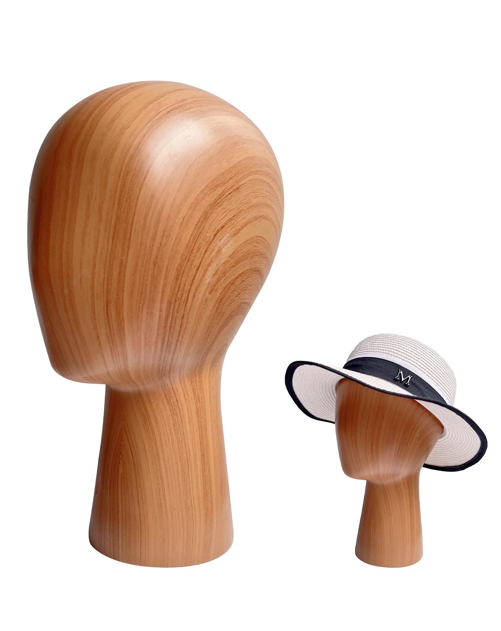 CHADWICK CHADWICK Mannequin Head Block, Hat and Wig Display Stand, Imitation Wooden Wig Head Stand, Abstract Dome Model Head, Manikin Head Hat Holder for Shop, Hair Salon, Home Decor, Durable GFRP Material