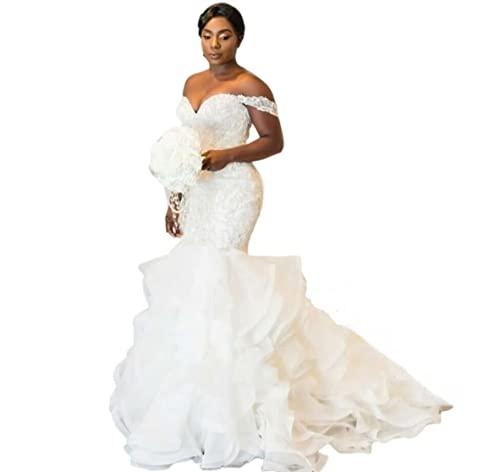 Chady Chady Strapless Bridal Gowns Long for Women 2023 Plus Size Lace Applique Long Train Luxury Sweetheart Wedding Dresses for Bride White 20w
