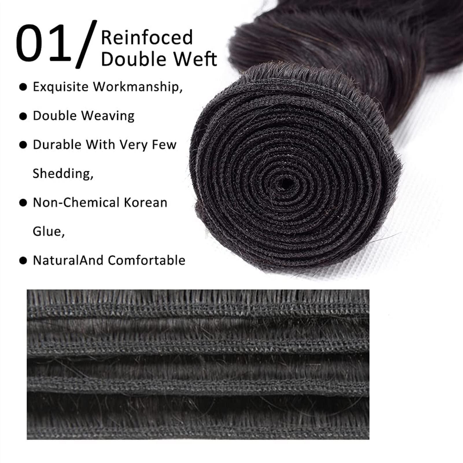 CLoxks Human Hair Bundles Loose Deep Wave Bundles Brazilian Virgin Remy Hair Loose Deep Wave 3 Bundles Human Hair Bundles Weave Hair Human Bundles Natural Color hair bundle/Hair Extensions (Size : 22 24 26