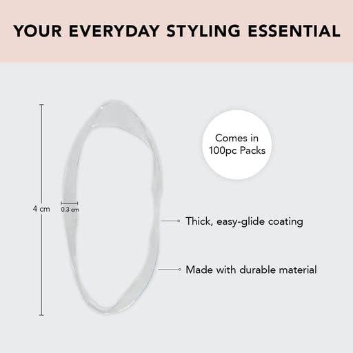 Kitsch Kitsch No Snag Small Elastic Hair Ties - 1pack, 100pcs (Clear, Black, Brown) | Rubber Bands for Hair