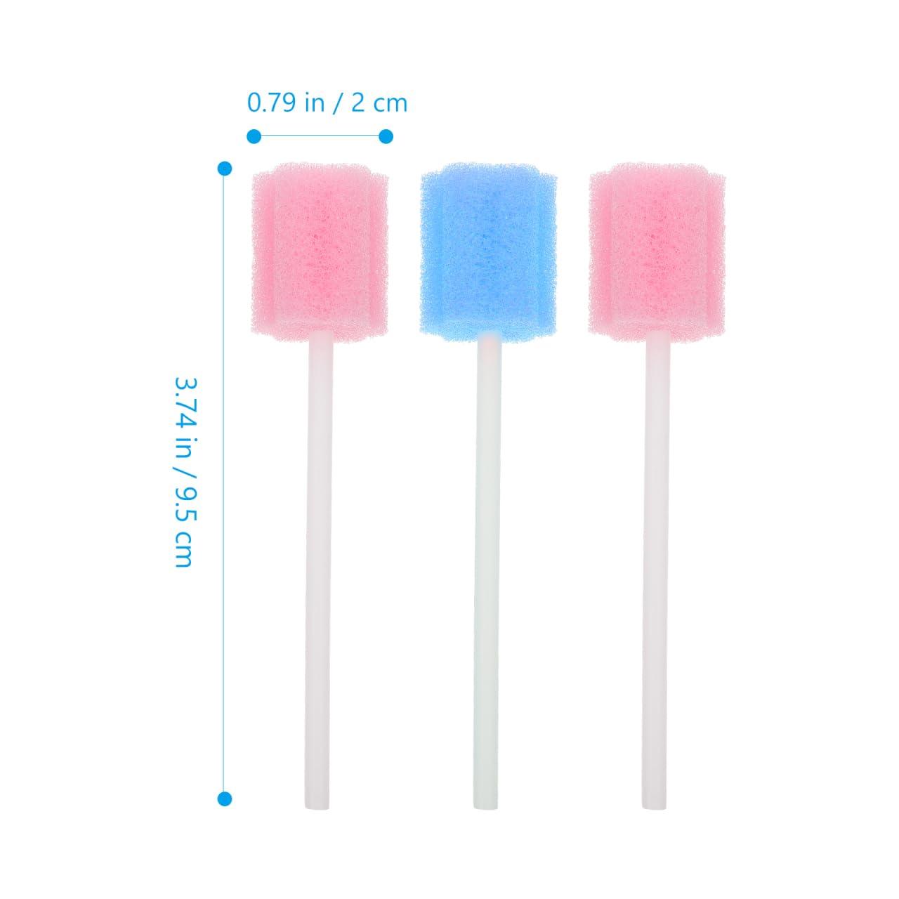 Healifty 50 Pcs Oral Care Swabs, Unflavored& Sterile Mouth Swabs Sponge for Mouth Cleaning (Blue& Pink)