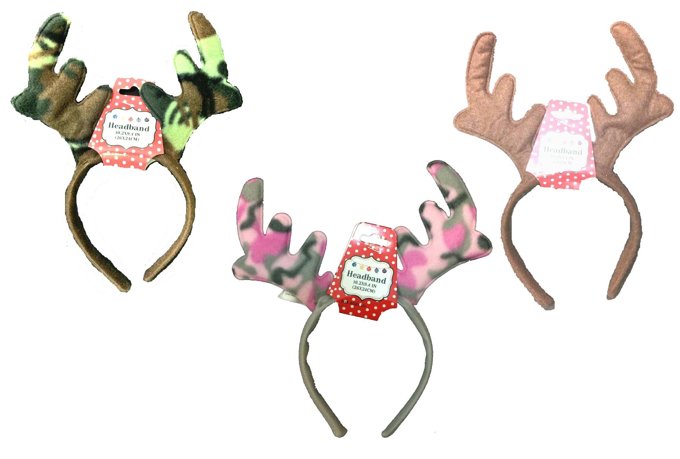 Forum Novelties Forum Novelties Adult Funny Reindeer Antler Headband Ugly Christmas Sweater Moose Costume-Pick(#G91600-3 Pack (1 of Each Style))