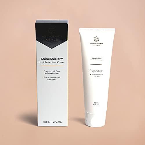 Skin Research Institute Shine Shield Strengthening Heat Protectant Cream - Protects up to 450°F from Straightener and Blow Dryer - Clinically Proven - Helps Prevent Damage and Frizz