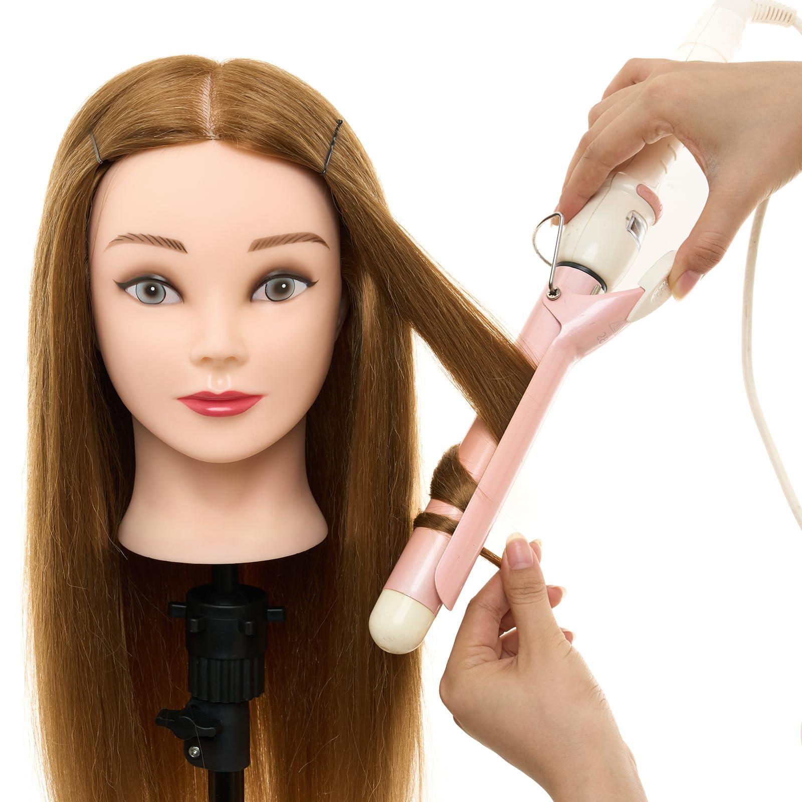 Neverland Beauty & Health Neverland Beauty Mannequin Head with 60% Real Human Hair, 24 Inch Cosmetology Mannequin Doll Head for Hair Styling, Hairdressing Training Practice Braiding Manikin Head with DIY Hair Styling Set