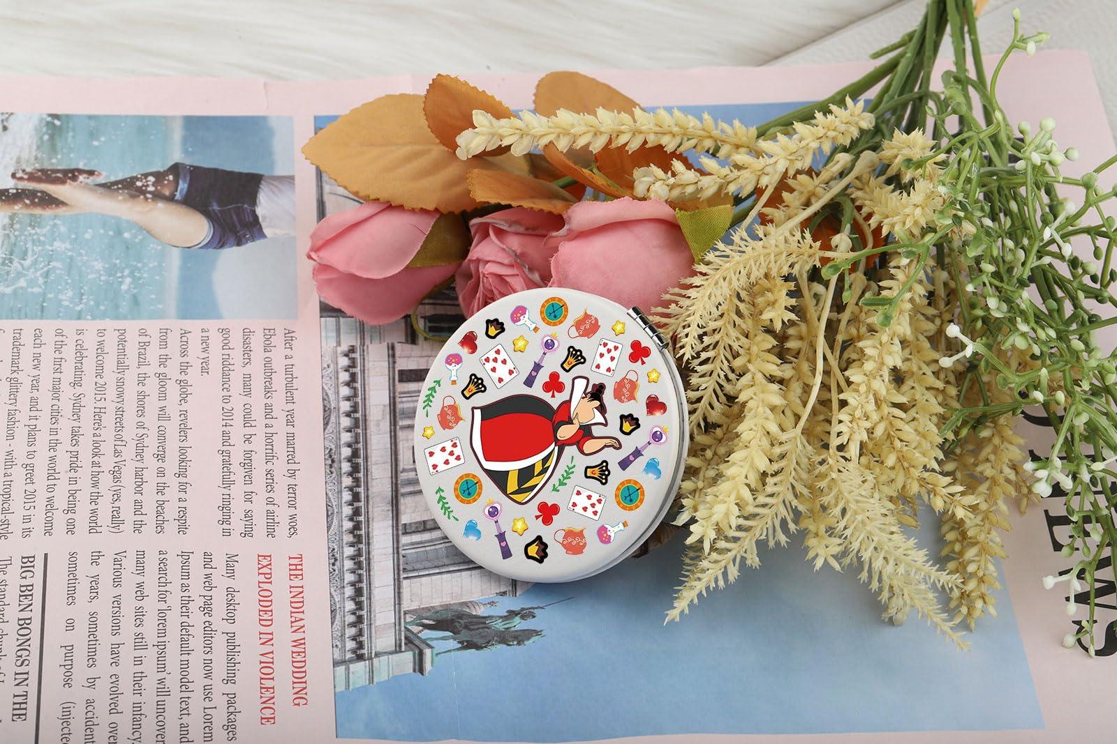 LQRI LQRI Alice Cartoon Movie Gift Witch Evil Queen of Hearts Compact Mirror Witch Queen Gift Villains Makeup Mirror Gift