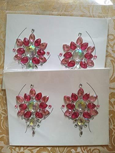 LINGREAL LINGREAL Crystal Sticker Rhinestone Jewelry Sticker Temporoary Tattoos Collections for Girls Ladies Face and Bra Breast