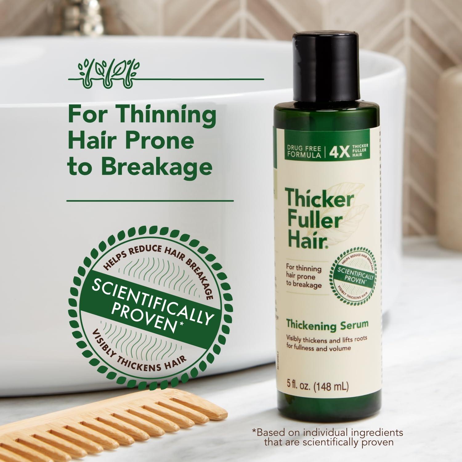 Thicker Fuller Hair Thicker Fuller Hair Hair Thickening Serum Advanced Thickening Solution - 5oz - Thickens & Lifts Roots for Fullness & Volume - Mongongo & Green Coffee Oils Fortify Hair & Reduce Breakage (Pack of 2)