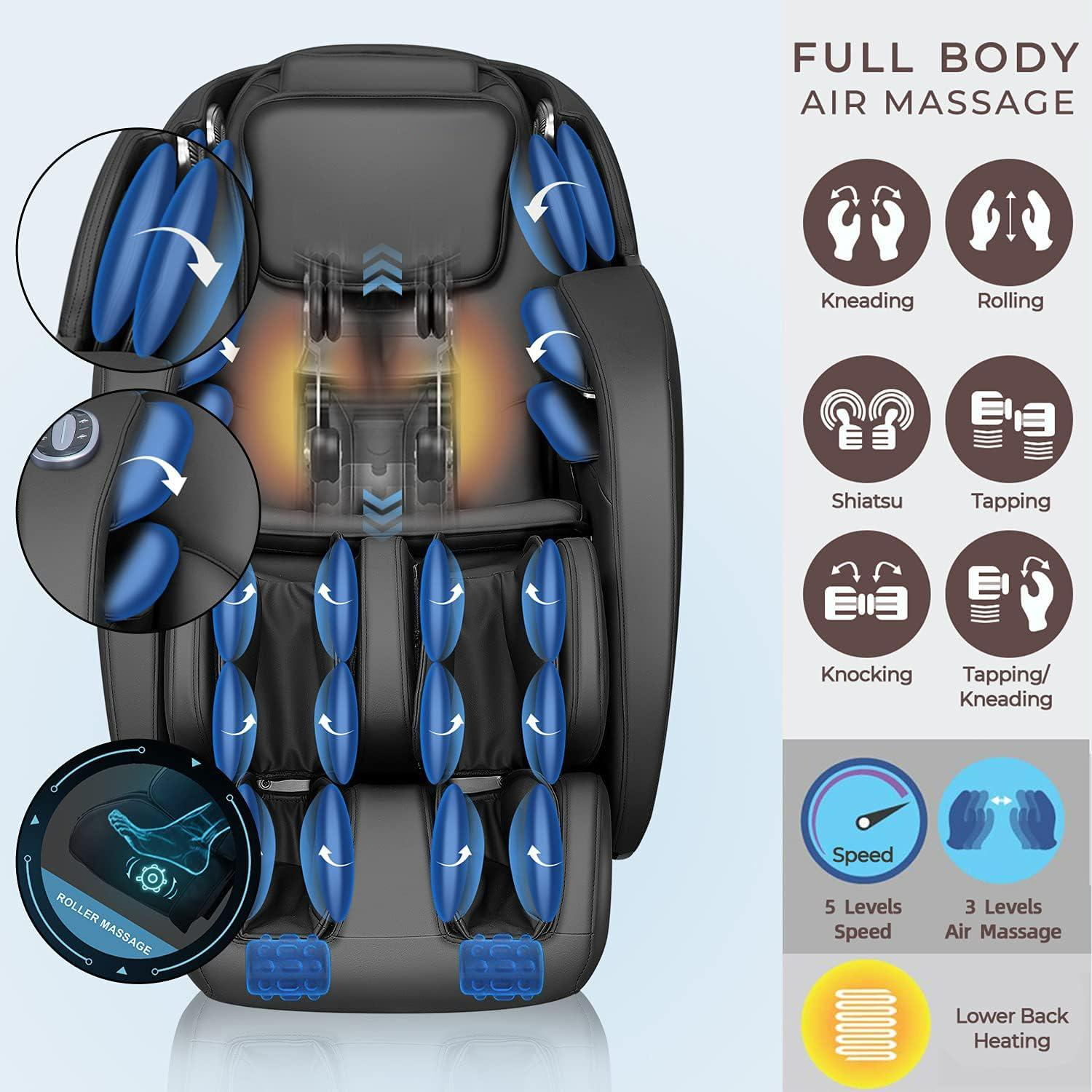 iRest iRest SL Track Massage Chair Recliner, Full Body Massage Chair with Zero Gravity, Bluetooth Speaker, Airbags, Heating, and Foot Massage