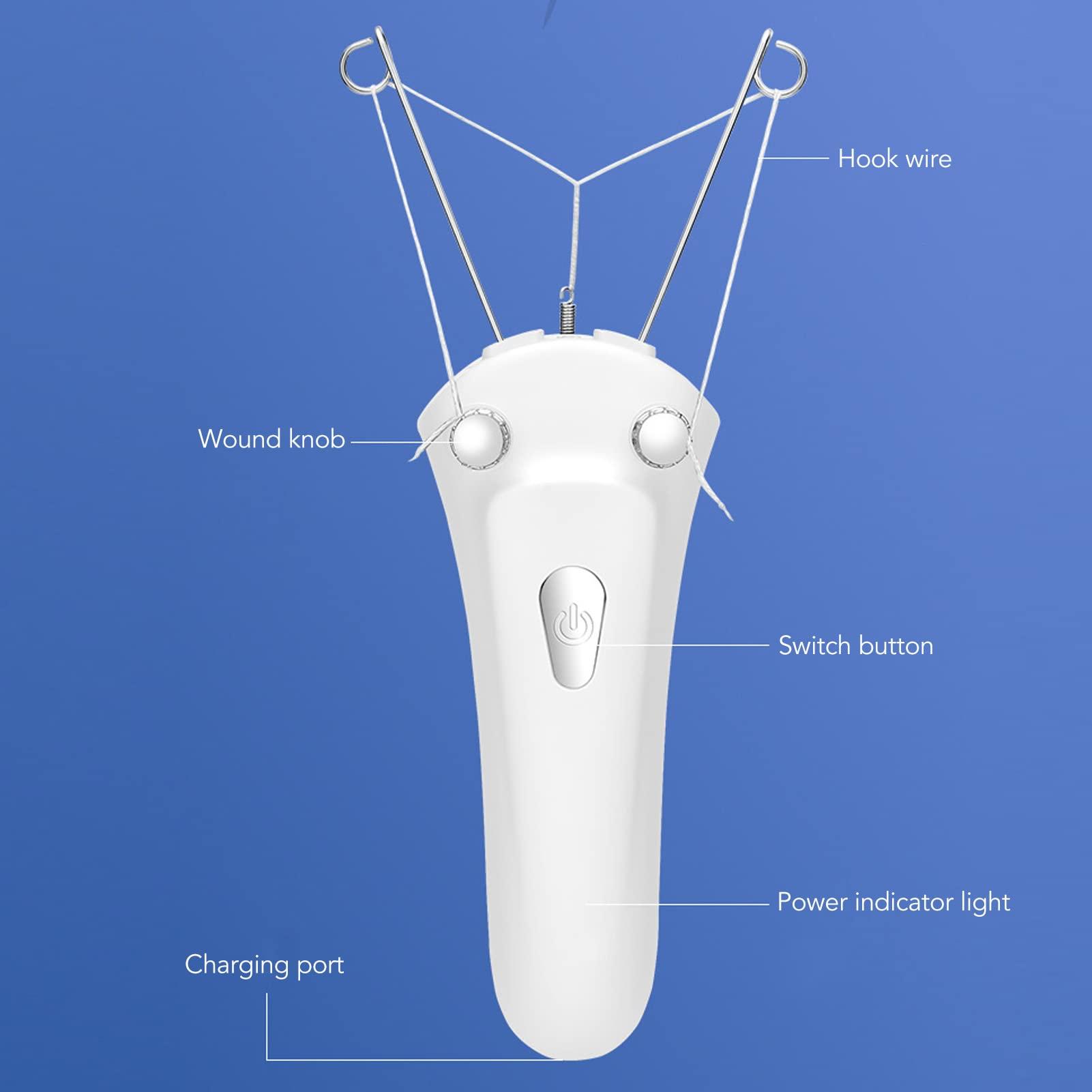 Ayayu Facial Threading Hair Removal, USB Charging Electric Cordless Threader Machine with LED Light, Handheld Ladies Face Cotton Epilator for Chin Lip Arm, Women Men