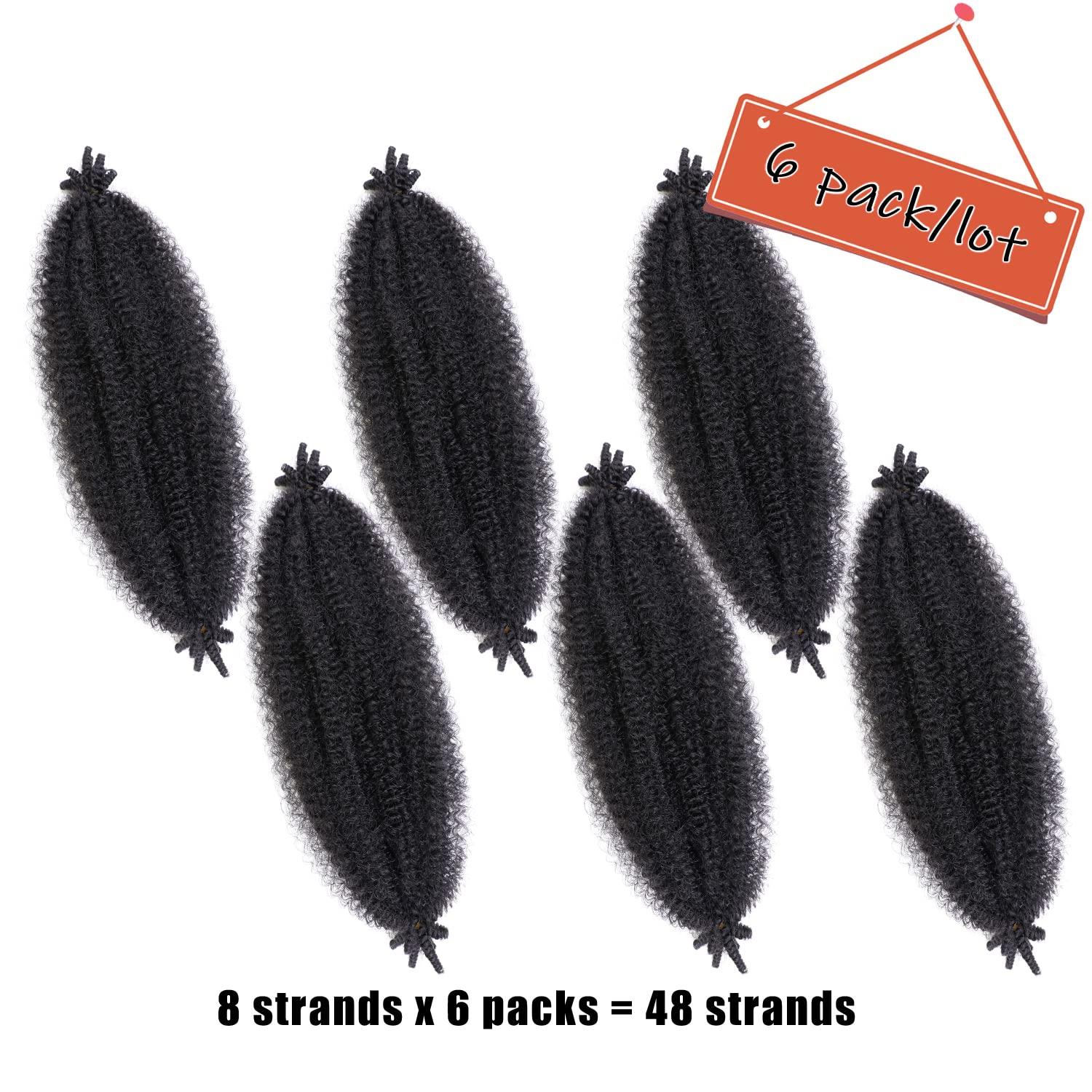 IXIMII IXIMII 6 Packs #1B Springy Afro Twist Hair 12 Inch Pre-Separated Marely Twist Braiding Hair Soft Natural Black Crochet Spring Twist Synthetic Hair Extensions for Women
