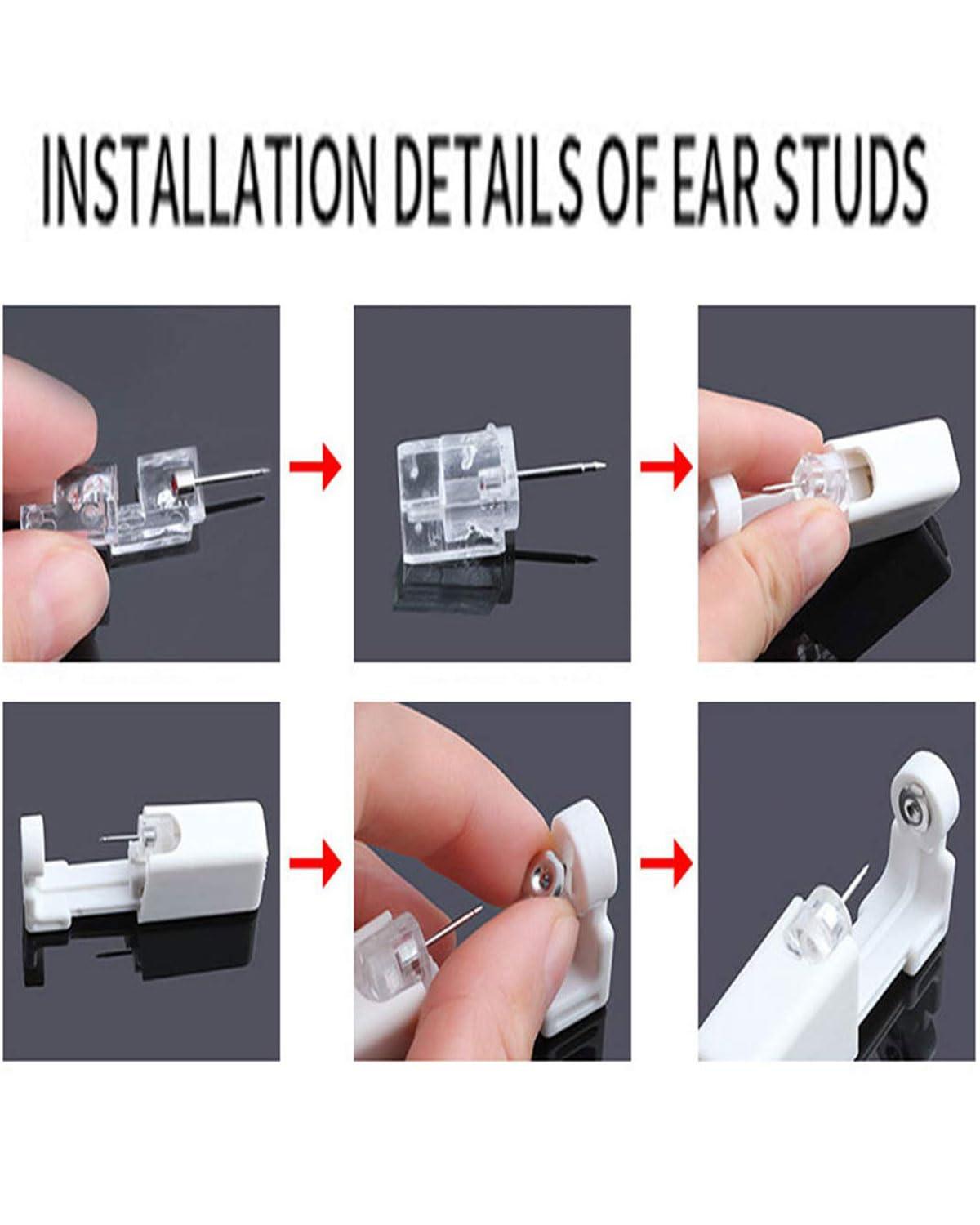 SLVIEKAE Ear Piercing Kit, SLVIEKAE Ear Piercing Kit Earring No Pain Easy Use Ear Piercing Gun Kit with CZ Earrings Stud (Gold)