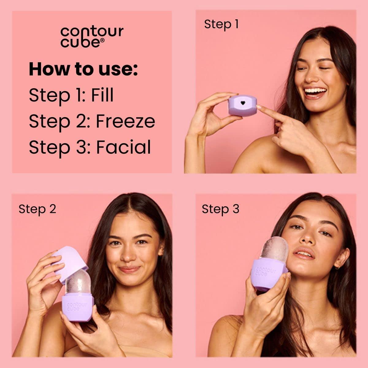 Contour Cube Contour Cube Mini - Revolutionary Ice Roller for Sculpting & De-Puffing - Face Ice Roller & Massager - Ice Mold for Face - Compact Skin Care Tools for Daily Skincare & Travel - Original Pink
