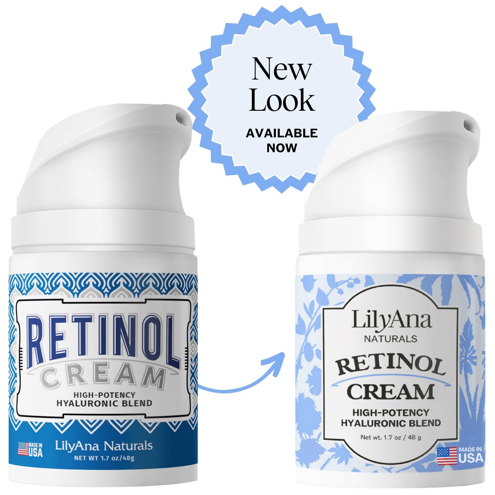 LilyAna Naturals LilyAna Naturals Retinol Cream - Anti-Aging Moisturizer for Face & Neck, Made in USA, Wrinkle Reduction - 1.7oz, 2 Pack