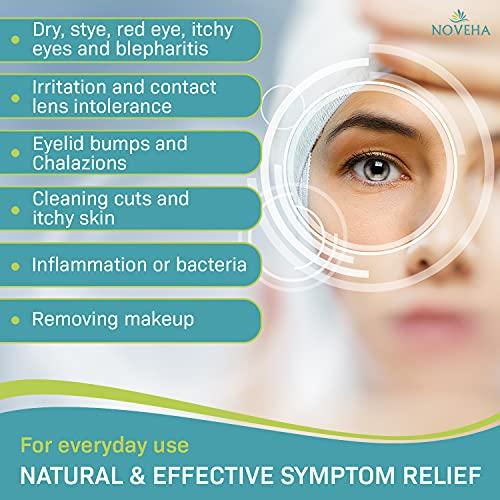 NOVEHA NOVEHA Eyelid & Lash Wipes | For Itchy, Dry Eyes, Styes & Blepharitis, Demodex | lid and lash Cleansing Wipes, Hypoallergenic & Soothing For Sensitive Eyes, Pack of 60