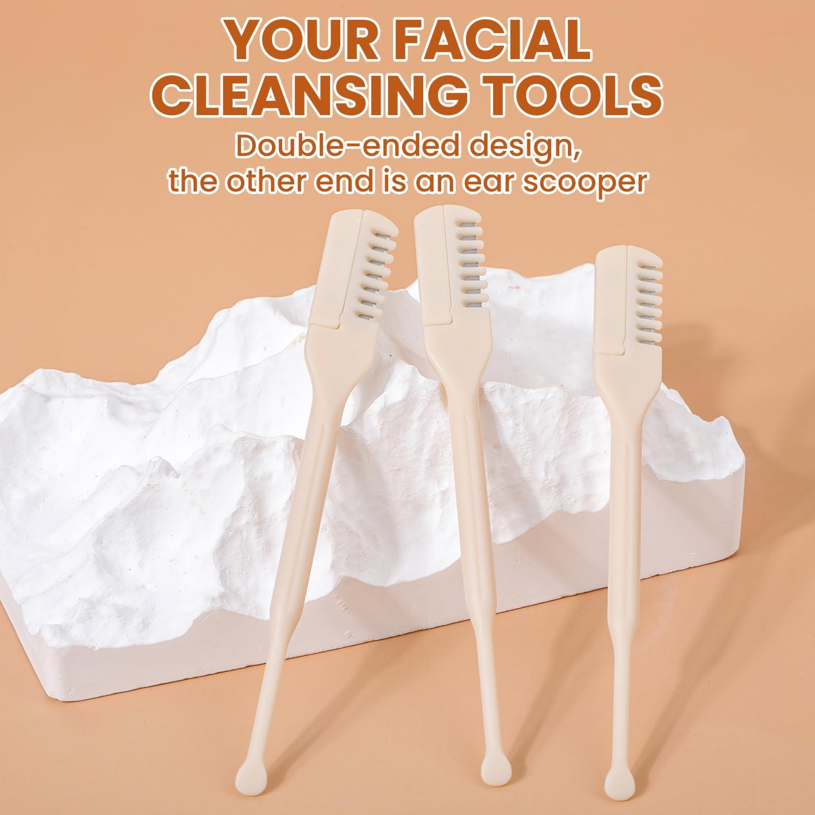 JIEYAO JIEYAO 3 Pcs 2-in-1 Nasal Hair Cutter, Nose Hair Trimmer for Men Women, Manual Rotary Nose Hair Cleaner Portable Nostril Hair Remover Tool with Ear Picker Double Sided Nose Hair Clipper