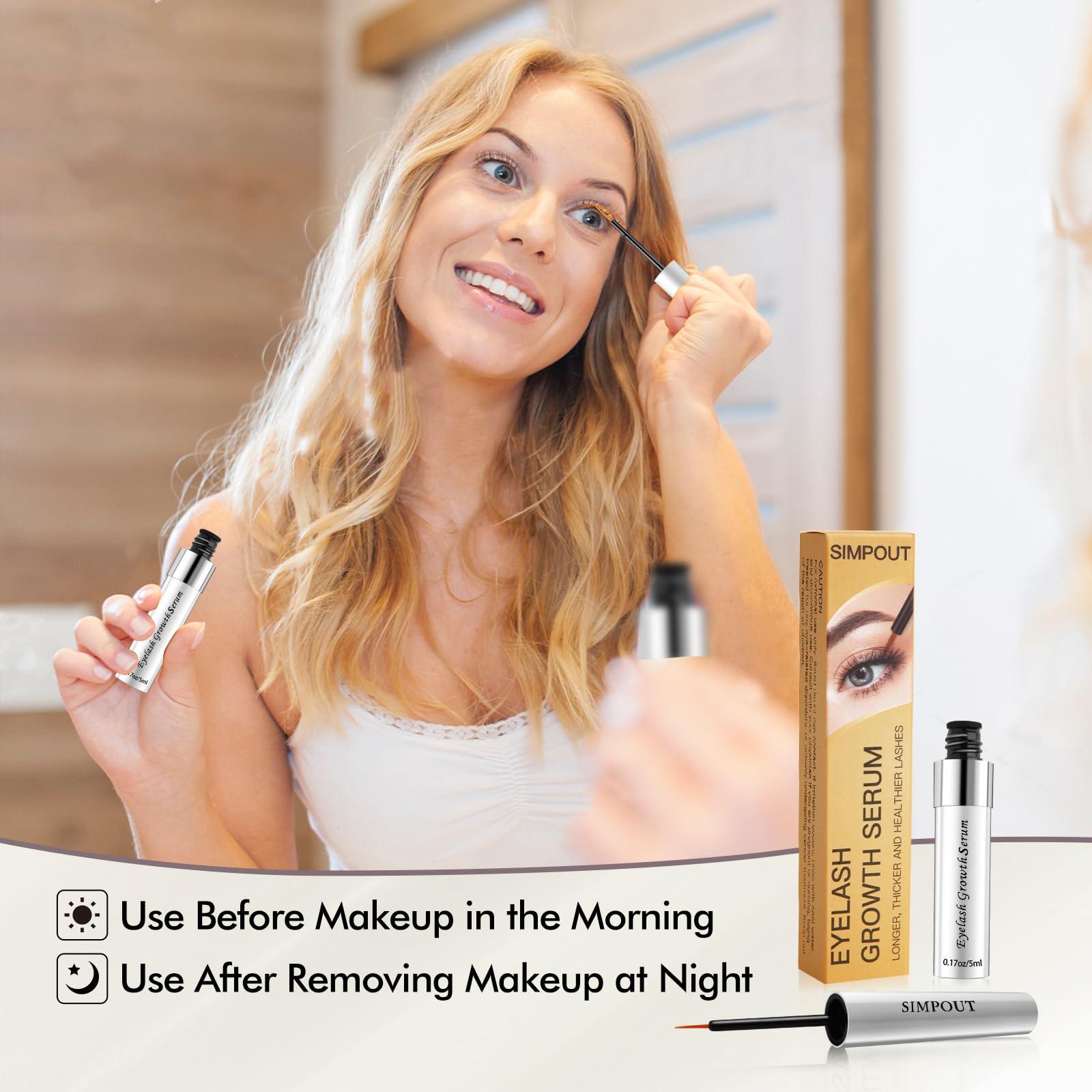 Simpout Simpout Eyelash Growth Serum - Fuller & Longer Looking Eyelashes Lash Enhancing Serum, Voluminous Lengthening Natural Lash Enhancer, Vegan & Cruelty-Free (Silver)