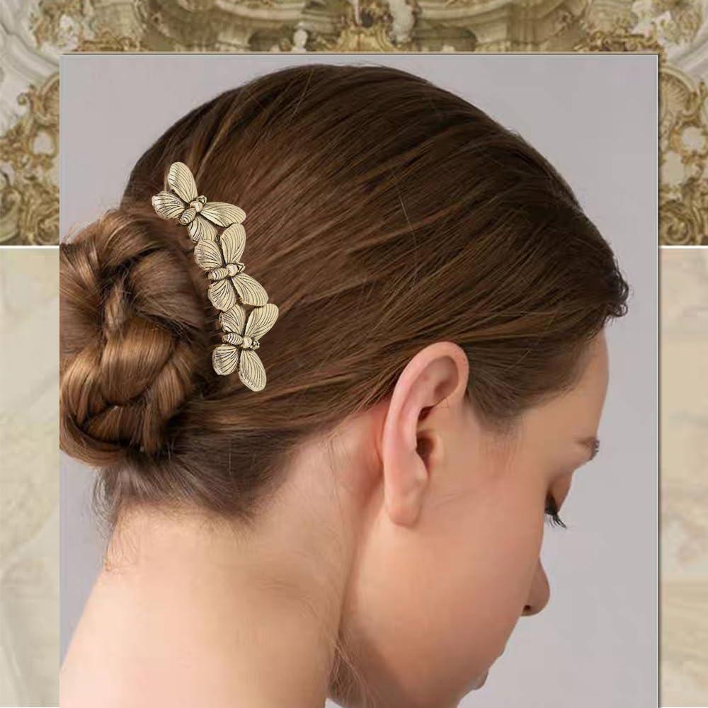 INLAZTIM 8 Pack Vintage Hair Side Combs for Women Decorative, INLAZYTIM Retro Gold Pearl Rhinestone Metal Hair Comb Clips with Teeth Grip Crystal Bridal Hair Piece Pins for Wedding Accessories