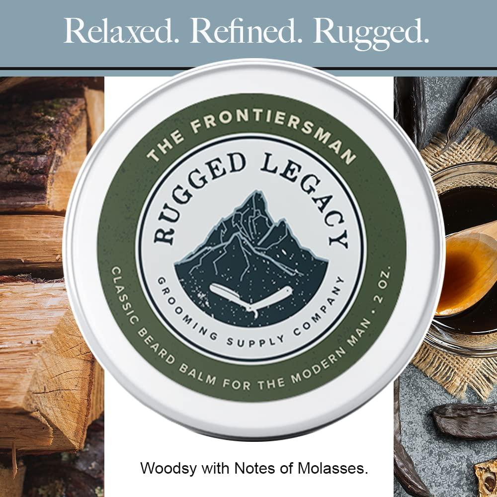 Rugged Legacy Grooming Supply Company Rugged Legacy - Beard Balm, The Frontiersman 2oz Beard Balm for Men, Woodsy Scented Beard Balm with Notes of Molasses, Beard Balm Made with Natural Oils that Enrich Your Entire Beard - Roots To End