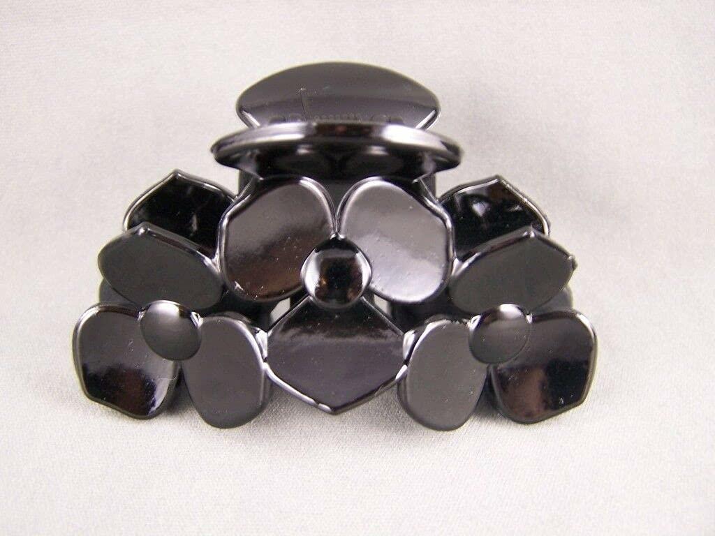 Wholesale Fashion HairClip Shiny Black Flower Floral Plastic 3.25" Long Barrette Hair Clip Claw Clamp Fashion hair Accessories for Women