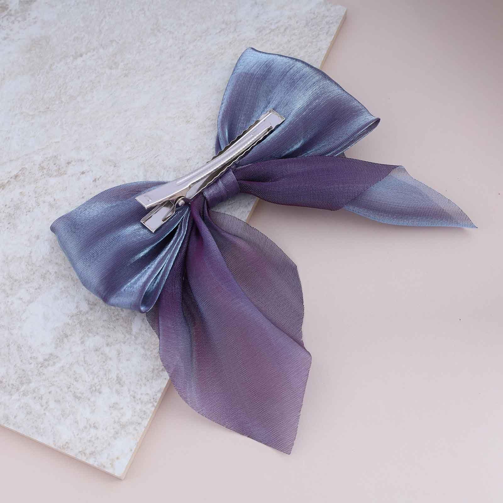 Erimberate Erimberate Bohemian Purple Bow Hair Clips Bow Tie Hair Barrettes Purple Bow Hair Clip Barrette Large Bow Hair Clip Bow Headpiece Hair Accessories for Women and Girls