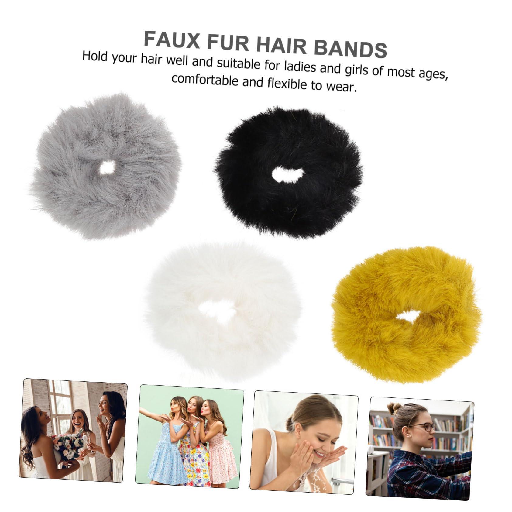 BELLIFFY BELLIFFY Hair Rings Set Fuzzy Ponytail Holders Faux Fur Hair Elastic Bands for Women Girls Easy to Decorate Ponytail or Bun