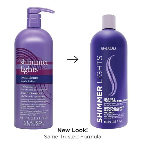Clairol Professional Clairol Professional Shimmer Lights Purple Conditioner, 31.5 fl. Oz Neutralizes Brass & Yellow Tones For Blonde, Silver, Gray & Highlighted Hair Packaging May Vary