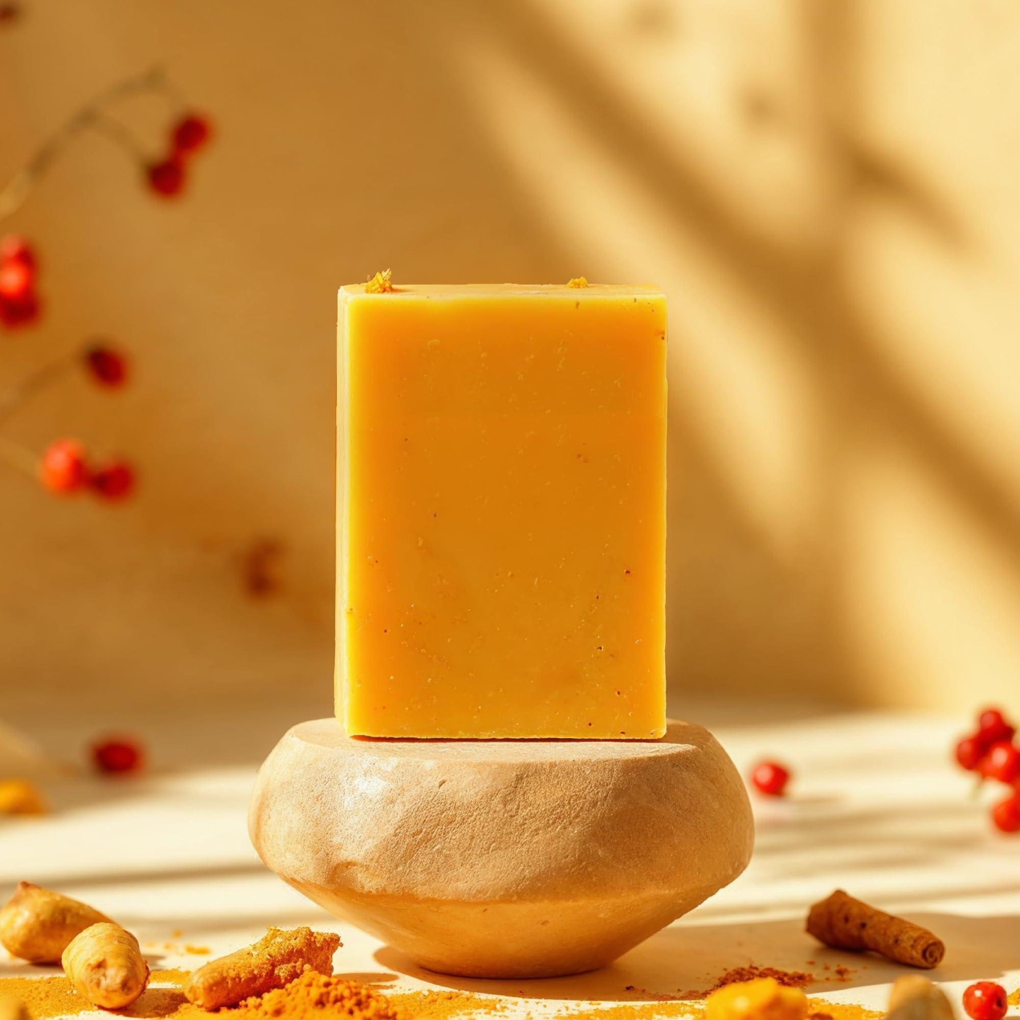 Glo Melanin Glo Melanin Organic Turmeric Soap for Dark Spots & Acne, Turmeric Soap for Skin Brightening and Clearing Formula, All Natural Turmeric Soap Bar